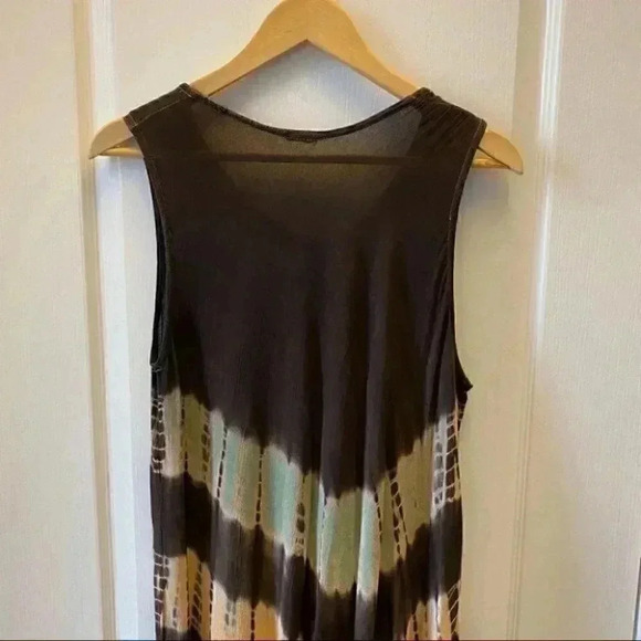Summer Dress A-Line  Midi Length Tunic Umbrella Sundress Brown Pink Green Medium - Picture 8 of 16